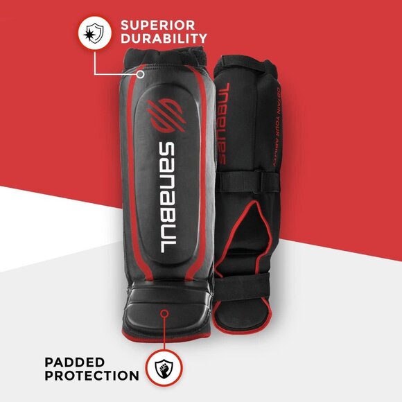 Sanabul Essential Sleeve Kickboxing Shin Guards MMA Muay Thai Neoprene Size XS - Picture 5 of 9